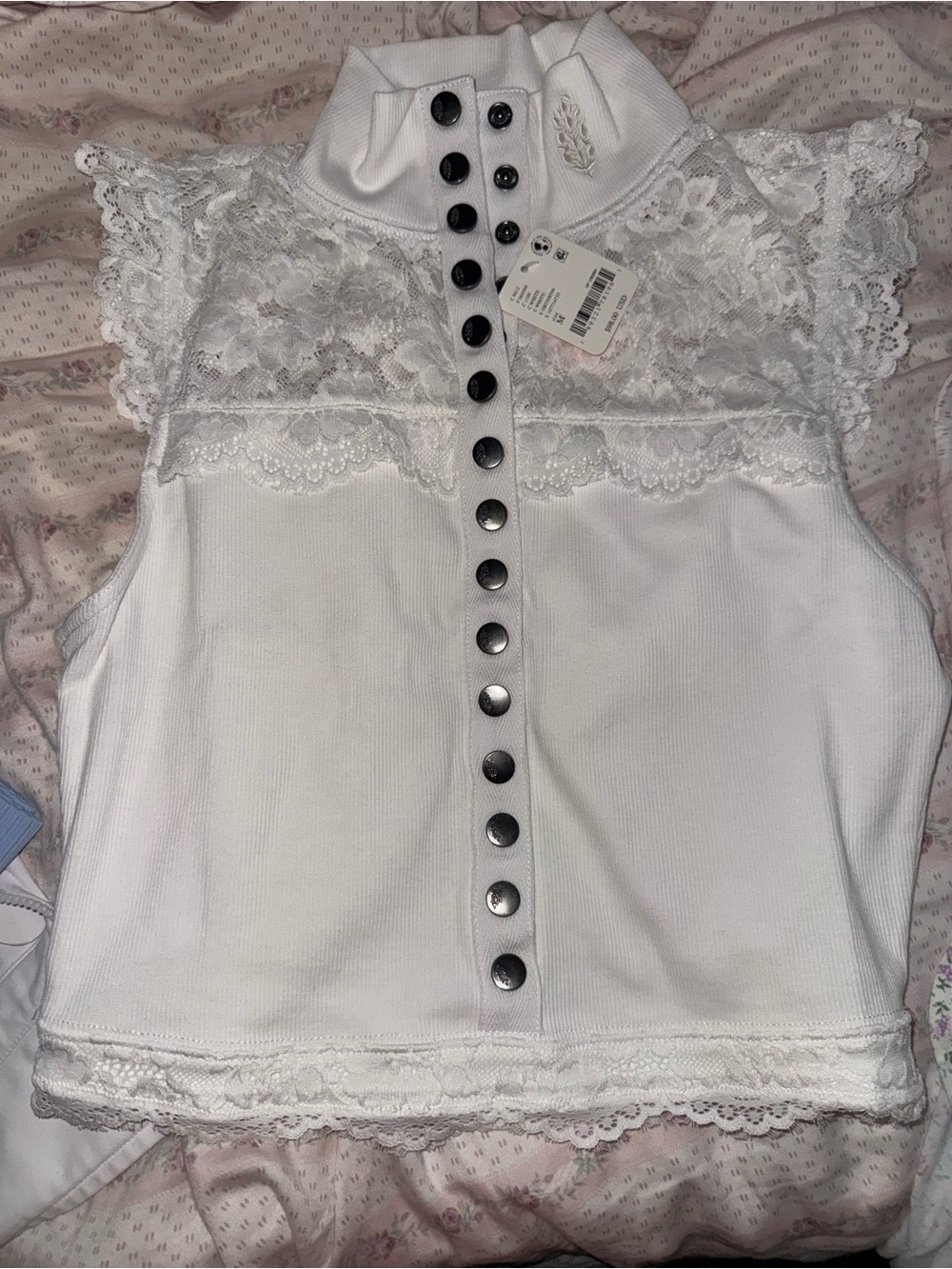 NWT Free People movement white lace top M